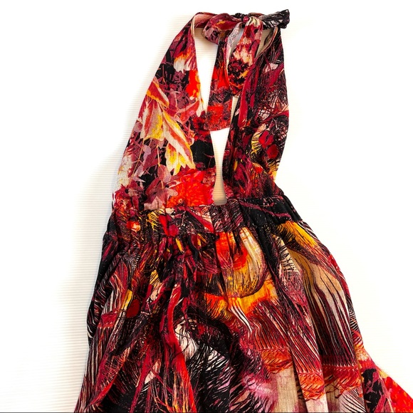 Free People Mika Maxi Dress Sunset Dreams Combo Halter Dress. Sz L - Picture 7 of 16